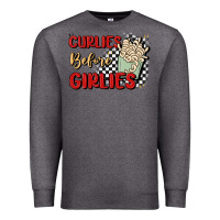 Charcoal Heather curlies before girlies Premium Sweatshirt - MaliasSmallBusiness