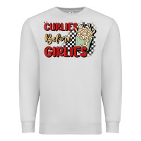 Dove Grey curlies before girlies Premium Sweatshirt - MaliasSmallBusiness