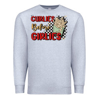 Heather Grey curlies before girlies Premium Sweatshirt - MaliasSmallBusiness