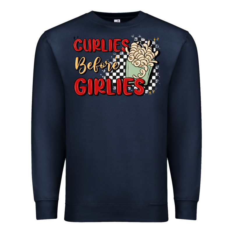 Curlies Before Girlies Premium Sweatshirt by MaliasSmallBusiness | Teevron