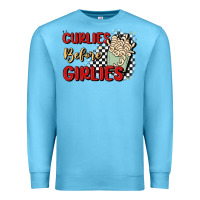 Ocean Blue curlies before girlies Premium Sweatshirt - MaliasSmallBusiness