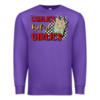 Purple curlies before girlies Premium Sweatshirt - MaliasSmallBusiness