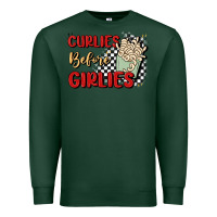 Sports Green curlies before girlies Premium Sweatshirt - MaliasSmallBusiness