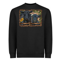 Black western black angus cattle and calf with leopard Heavyweight Sweatshirt - RanaPortraitStore
