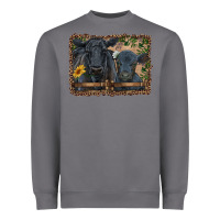 Storm western black angus cattle and calf with leopard Heavyweight Sweatshirt - RanaPortraitStore