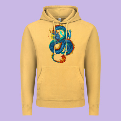 Vintage Hoodie blue dragon