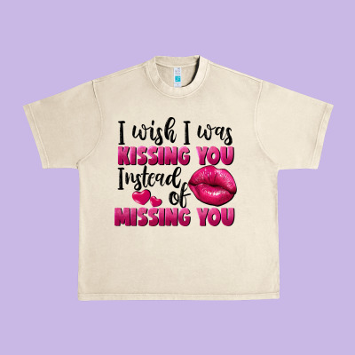 I Wish I Was Kissing You Instead Of Missing You Urban Heavy Tee Designed By Fadigitalartstudio