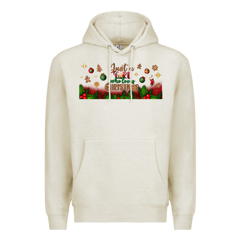Just A Girl Who Loves Christmas Libbey Glass Premium Hoodie by BundleAndBundleShop | Teevron