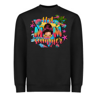 Black hot mom summer with messy bun Heavyweight Sweatshirt - texasbilliewilder