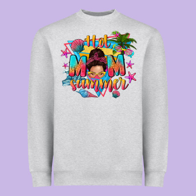 Hot Mom Summer With Messy Bun Heavyweight Sweatshirt Designed By Texasbilliewilder