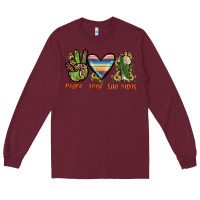 Burgundy peace love san judas Long Sleeve Tee - JahusDesignShop