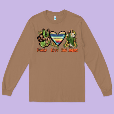Peace Love San Judas Long Sleeve Tee Designed By Jahusdesignshop