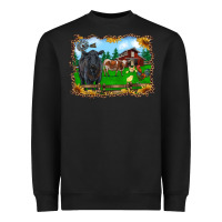 Black western barnyard black angus cattle longhorn rooster and chicks Heavyweight Sweatshirt - RanaPortraitStore