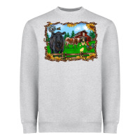 Heather Grey western barnyard black angus cattle longhorn rooster and chicks Heavyweight Sweatshirt - RanaPortraitStore