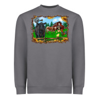 Western Barnyard Black Angus Cattle Longhorn Rooster And Chicks Heavyweight Sweatshirt | Teevron