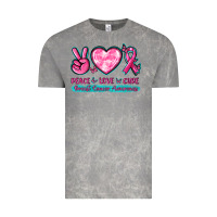 Cloud Rock Peace Love Cure Breast Cancer Awareness Vintage Tee - texasbilliewilder