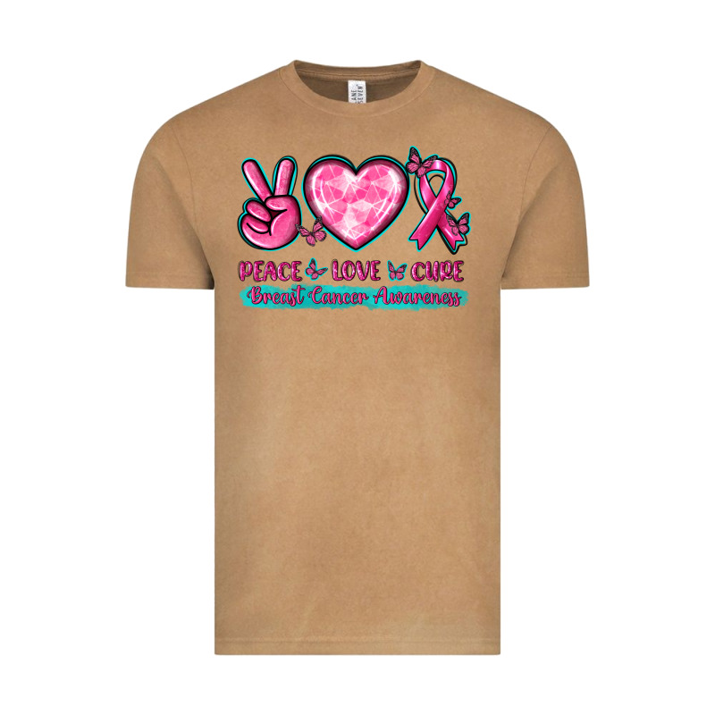Peace Love Cure Breast Cancer Awareness Vintage Tee by texasbilliewilder | Teevron