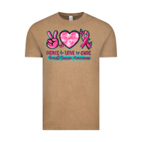 Vintage Coffee Peace Love Cure Breast Cancer Awareness Vintage Tee - texasbilliewilder