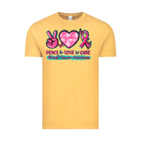 Vintage Mustard Peace Love Cure Breast Cancer Awareness Vintage Tee - texasbilliewilder