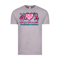 Vintage Zinc Peace Love Cure Breast Cancer Awareness Vintage Tee - texasbilliewilder