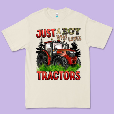 Just A Boy Who Loves Tractors Red Tractor Premium Tee Designed By Barkaloodesign