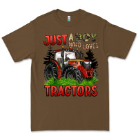 Cacao just a boy who loves tractors red tractor Premium Tee - BarkalooDesign