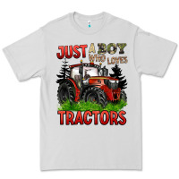 Dove Grey just a boy who loves tractors red tractor Premium Tee - BarkalooDesign