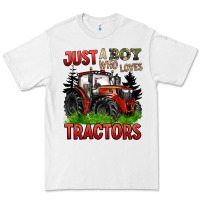 White just a boy who loves tractors red tractor Premium Tee - BarkalooDesign