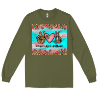 Army Green peace love pitbull Long Sleeve Tee - JahusDesignShop
