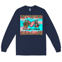 Navy peace love pitbull Long Sleeve Tee - JahusDesignShop