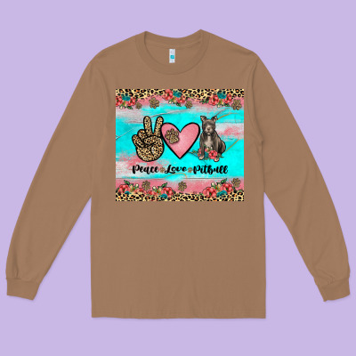 Peace Love Pitbull Long Sleeve Tee Designed By Jahusdesignshop
