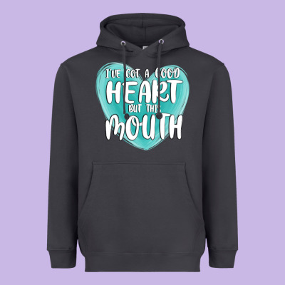 I Have Got A Good Heart But This Mouth Heavyweight Hoodie Designed By Maliassmallbusiness