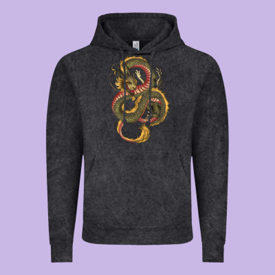 Vintage Hoodie green and yellow dragon