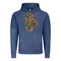 Vintage Denim green and yellow dragon Vintage Hoodie - RanaPortraitStore