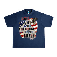 Navy Home of the free because of the brave 4th of july Urban Heavy Tee - CowGirlArtShop