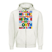 Oatmeal Heather hispanic haritage month flags Zipper Hoodie - BundleAndBundleShop