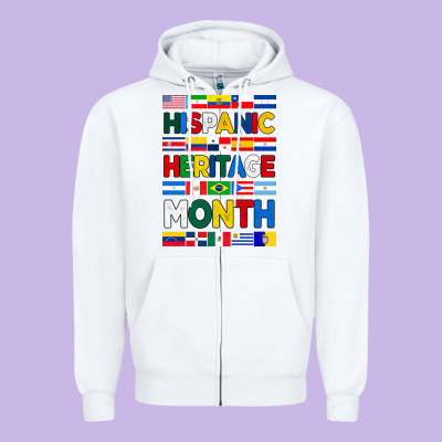 Hispanic Haritage Month Flags Zipper Hoodie Designed By Bundleandbundleshop