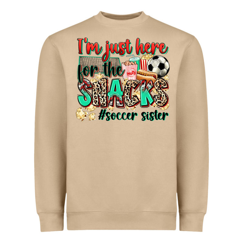 I'm Just Here For The Snacks #soccer Sister Heavyweight Sweatshirt by Zillion Design Studio | Teevron