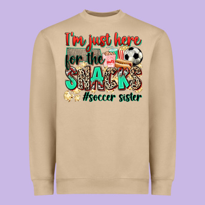 I'm Just Here For The Snacks #soccer Sister Heavyweight Sweatshirt Designed By Zillion Design Studio