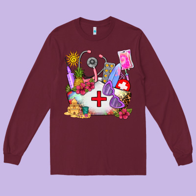 Nurse  Summer Long Sleeve Tee Designed By Adodesignshop