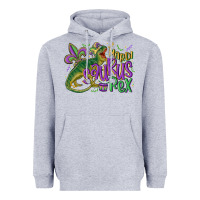 Heather Grey mardi saurus rex mardi gras Heavyweight Hoodie - MaliasSmallBusiness