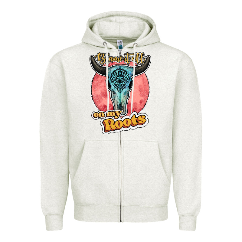 Blame It All On My Roots Bull Skull Black Zipper Hoodie by JahusDesignShop | Teevron