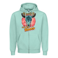 Seafoam blame it all on my roots bull skull black Zipper Hoodie - JahusDesignShop