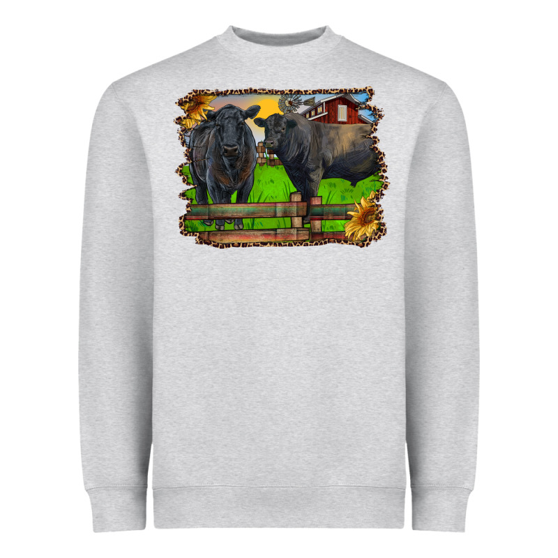 Black Angus Cattle And Bull In Barnyard Heavyweight Sweatshirt by RanaPortraitStore | Teevron