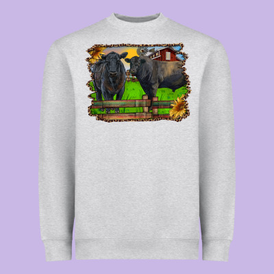 Black Angus Cattle And Bull In Barnyard Heavyweight Sweatshirt Designed By Ranaportraitstore