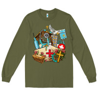 Army Green nurse  cross and jesus Long Sleeve Tee - AdoDesignShop