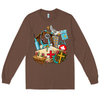 Chestnut nurse  cross and jesus Long Sleeve Tee - AdoDesignShop
