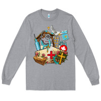 Heather Grey nurse  cross and jesus Long Sleeve Tee - AdoDesignShop