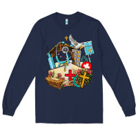 Navy nurse  cross and jesus Long Sleeve Tee - AdoDesignShop