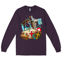 Plum nurse  cross and jesus Long Sleeve Tee - AdoDesignShop